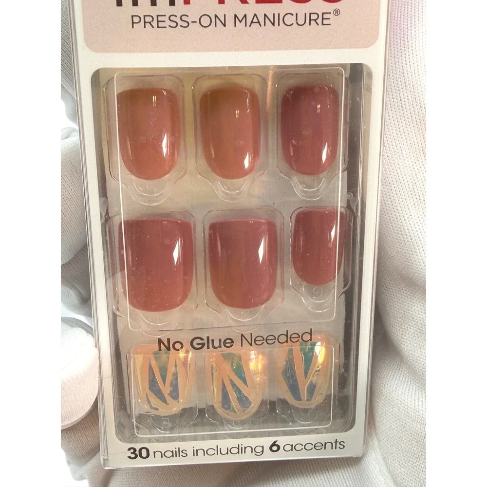 impress Press On Manicure One‎ Shine Day 30 Nails 6 Accents No Glue Needed 93-40